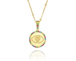 Happy Round Eye Necklace Pave