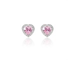 Pink Heart Earrings Pave