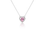 Pink Heart Necklace Pave