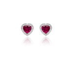 Ruby Heart Earrings Pave