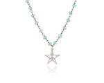 Light Blue Rosary Star Necklace Silver