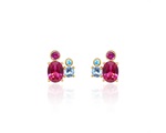 Happiness Stud Earrings (Ruby and Blue Zircon Stones)