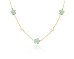 Blue Flower Pearl Necklace