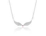 Ruby Angel Wings Necklace Silver