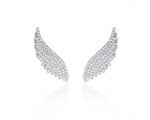 Angel Wings Crawler Earrings Pave Silver