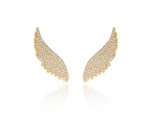 Angel Wings Crawler Earrings Pave Gold