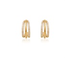 Triple Hoops Pave Gold