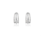 Triple Hoops Pave Silver