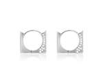 Square Hoops Pave Silver