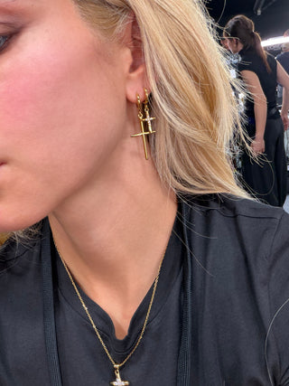 Icon Cross Hoops Gold