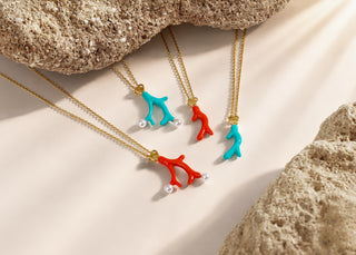 Turquoise Coral Pearls Necklace