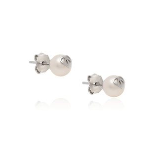 Logo Pearl Studs Silver