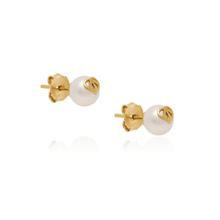 Logo Pearl Studs Gold