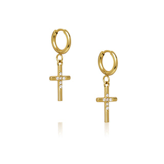 Icon Cross Hoops Gold