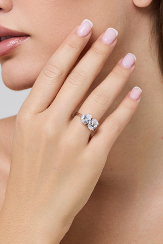 Double Stone Ring Silver