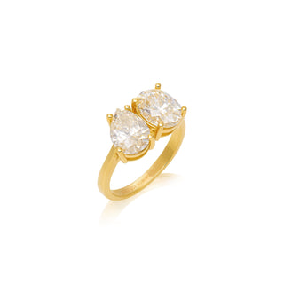 Double Stone Ring Gold
