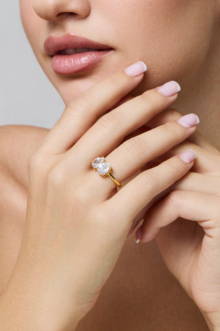 Double Stone Ring Gold