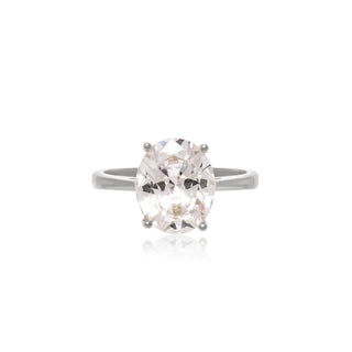 Oval Solitaire Ring Bold Silver