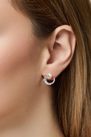 Logo Pearl Sparkle Earrings Silver