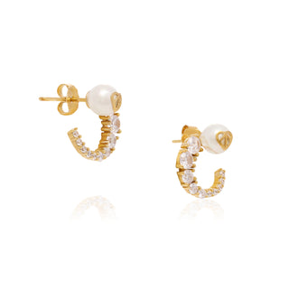Logo Pearl Sparkle Earrings Gold