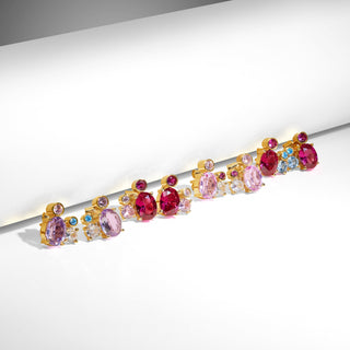 Happiness Stud Earrings (Ruby and Pink Zircon Stones)
